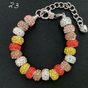 Rhinestone Bead Charm Bracelet